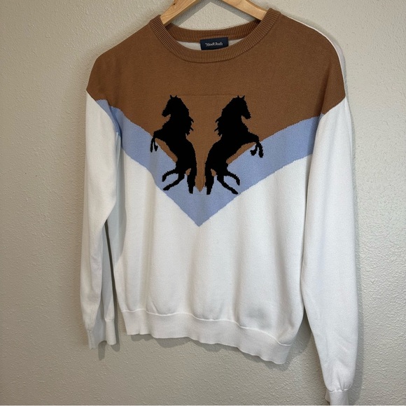 Modcloth Western Horse Themed Crewneck Sweater - Picture 2 of 8